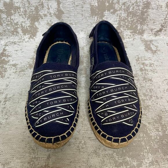 Tory Burch Tory Ribbon Espadrille in Perfect Navy/New Ivory - Picture 5 of 9